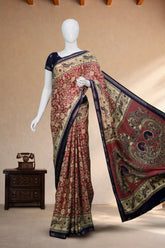 Mauve Pink Maheswari Cotton with Floral Kalamkari Print