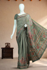 Olive Geen Linen with Floral Print
