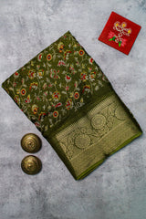 Olive Green Art Silk