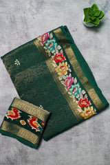 Bottle Green Banarasi Art Silk