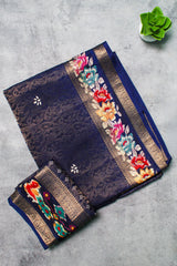 Navy Blue Banarasi Art Silk