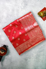 Chilli Red Georgette Banarasi