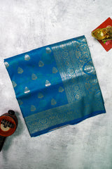 Peacock Blue Georgette Banarasi