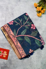 Ink Blue Linen Chanderi