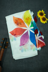 White Linen Cotton with Floral Print