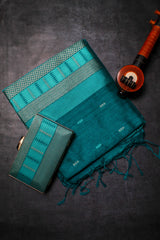 Peacock Blue Matka Silk