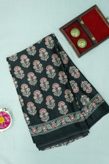 Black Modal Silk (Mirror Work) with Ajrakh Block Print