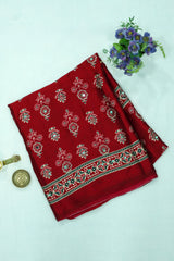 Dark Red Modal Silk with Ajrakh Block Print and Mirror work