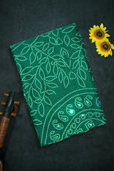 Green Moss Silk (Mirror Work) with Bandhini Print