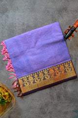 Plain Lavender Pure Cotton Saree (Wthout Blouse)