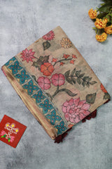 Brown-Tan Linen Chanderi
