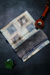 Navy Blue Tissue Cotton/Kerala Kasavu