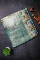 Teal Blue Tissue Organza