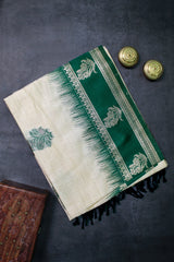 Dark Green Tussar Silk