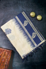 Navy Blue Tussar Silk