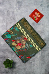 Olive Green Jute Silk