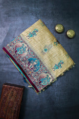 Narrative Motif Purple Tussar Silk