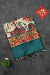 Teal Blue Tussar Silk
