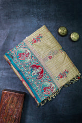 Turquoise Blue Tussar Silk