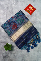 Navy Blue Zari Kota Cotton