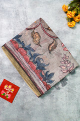 Ivory Brown Linen Chanderi