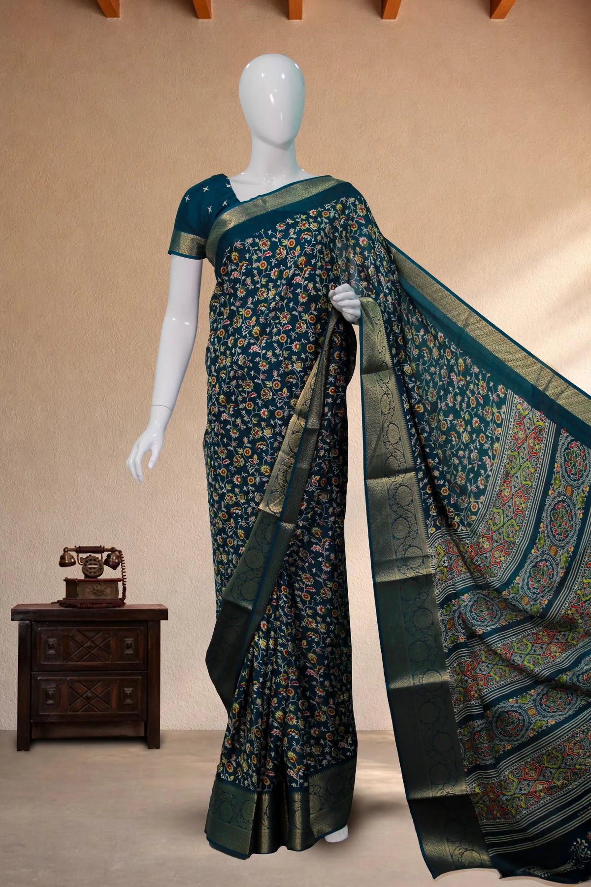 Navy Blue Art Silk
