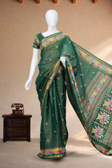 Bottle Green Banarasi Art Silk