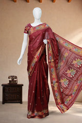 Wine Pink Banarasi Art Silk