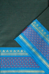 Bottle Green Pure Cotton Saree (Without Blouse)