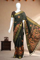 Bottle Olive Green Dola Silk