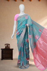 Sky Blue Chanderi Cotton Silk