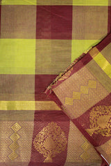 Copper Big Checks - Pure Cotton Saree (Without Blouse)
