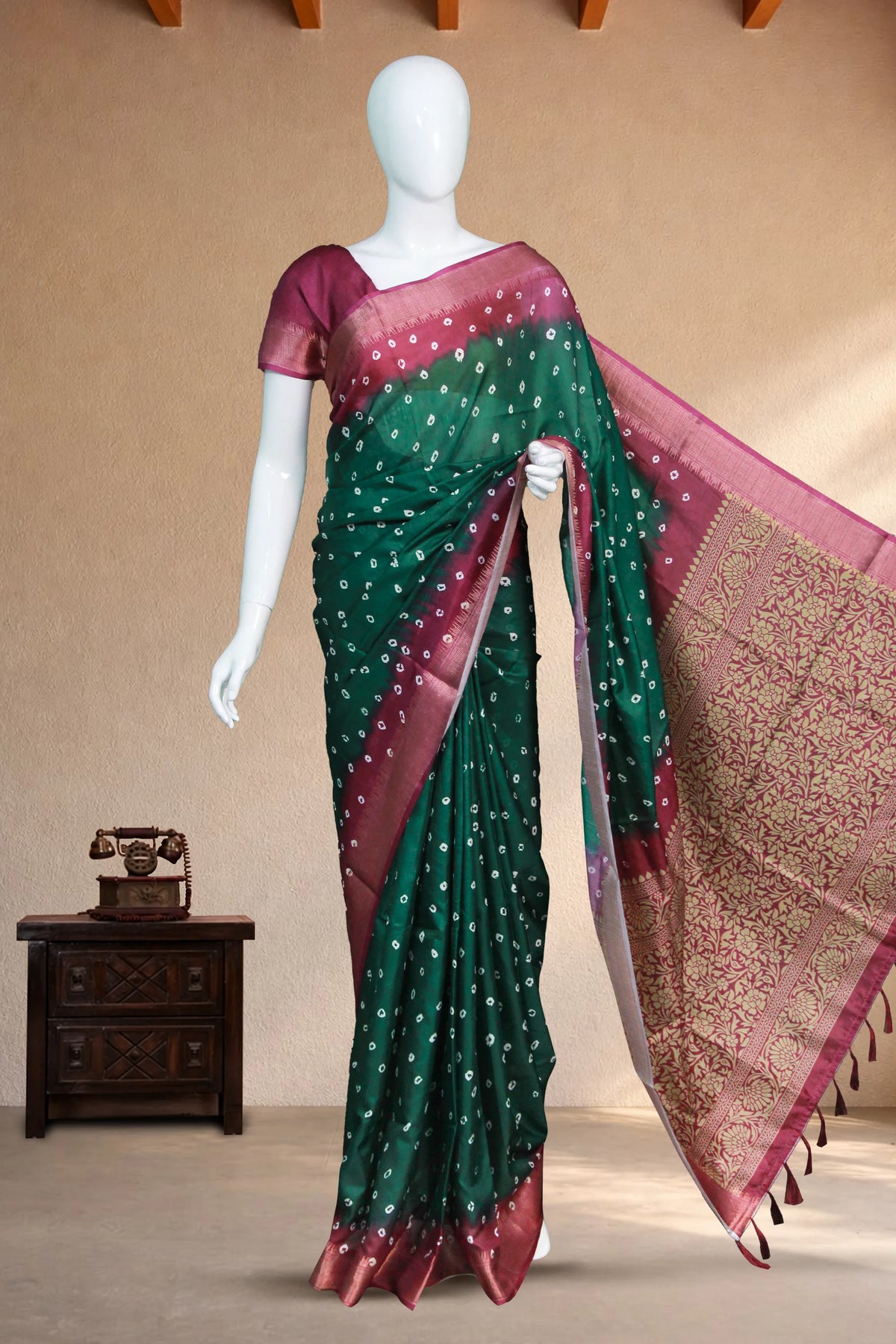 Deep Green Dola Silk