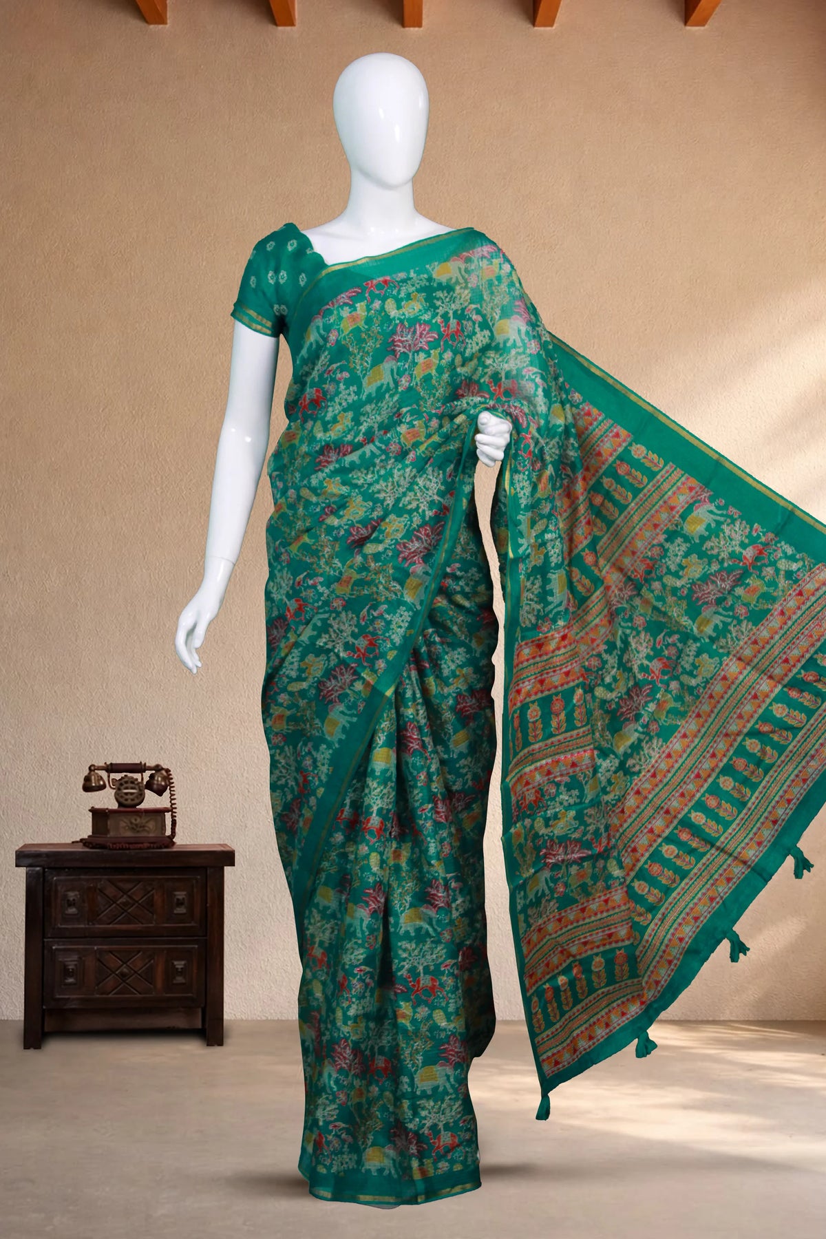 Emarald Green Kota Rich Pallu