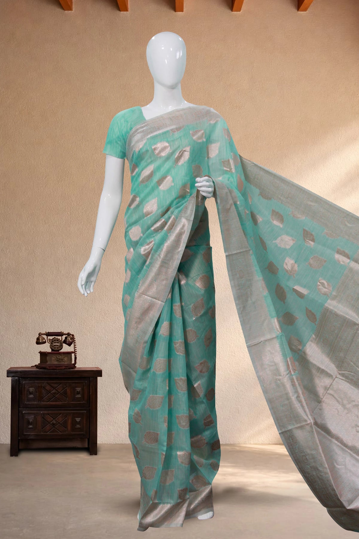 Turquoise Blue Fancy Cotton