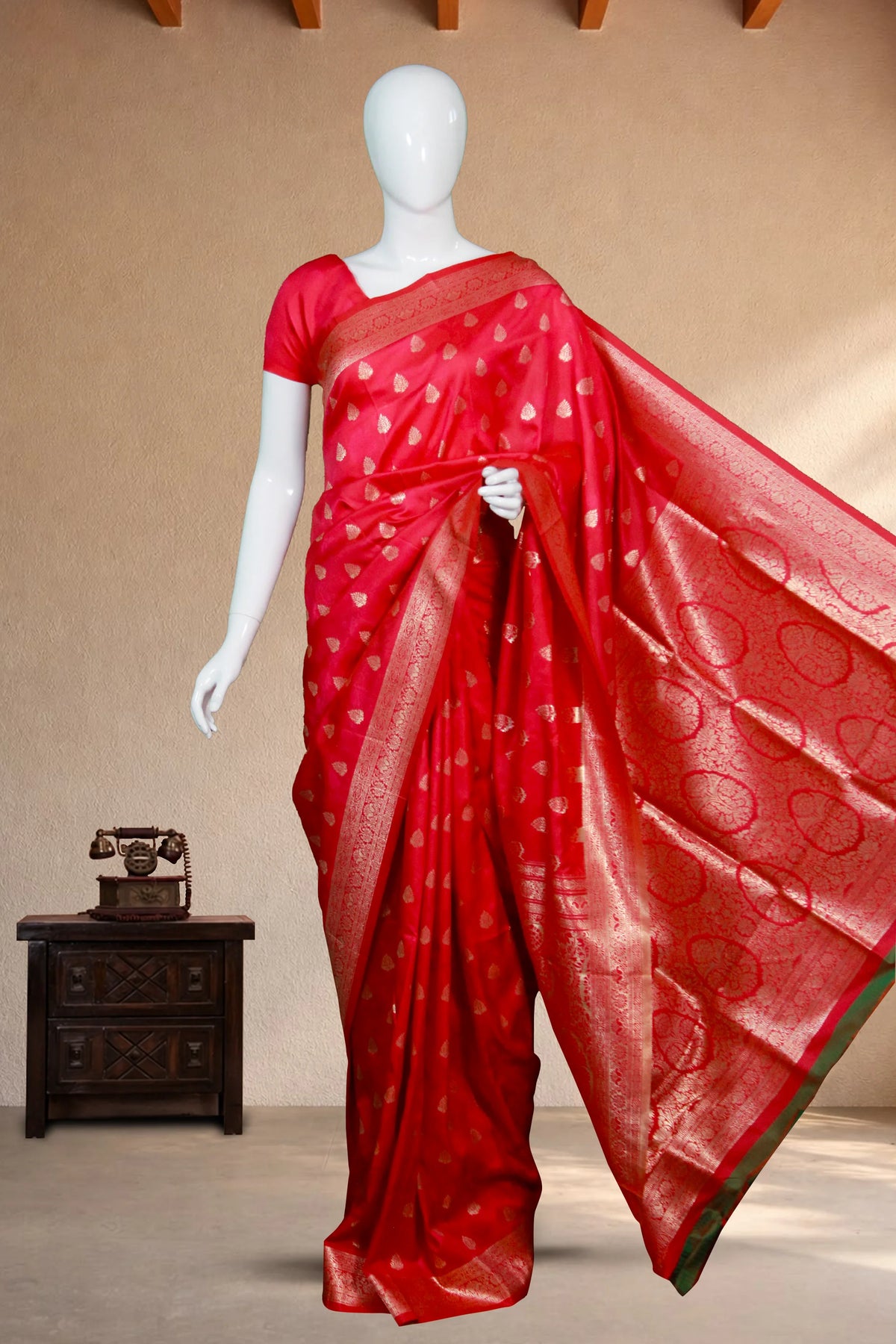Chilli Red Georgette Banarasi