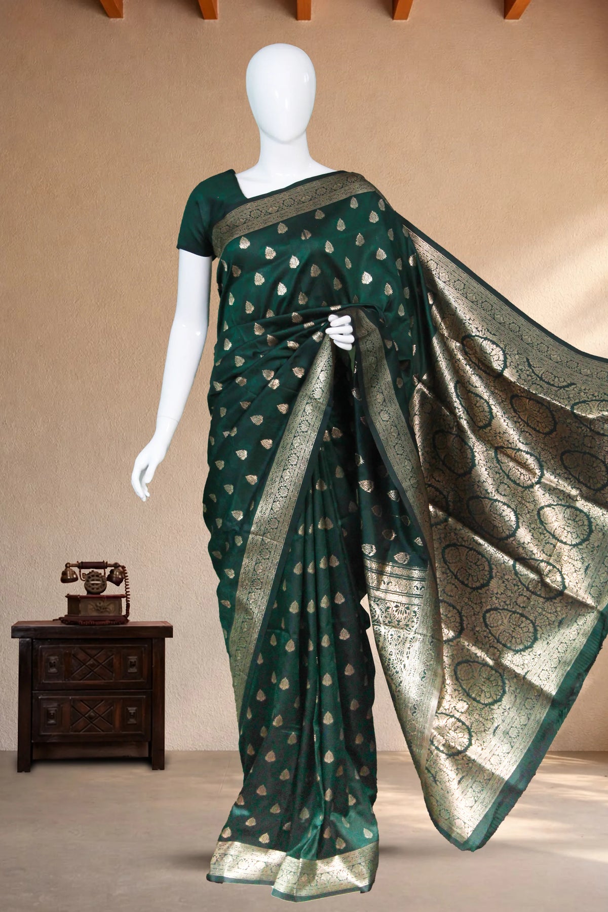 Dark Green Georgette Banarasi