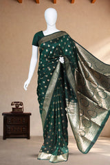 Dark Green Georgette Banarasi