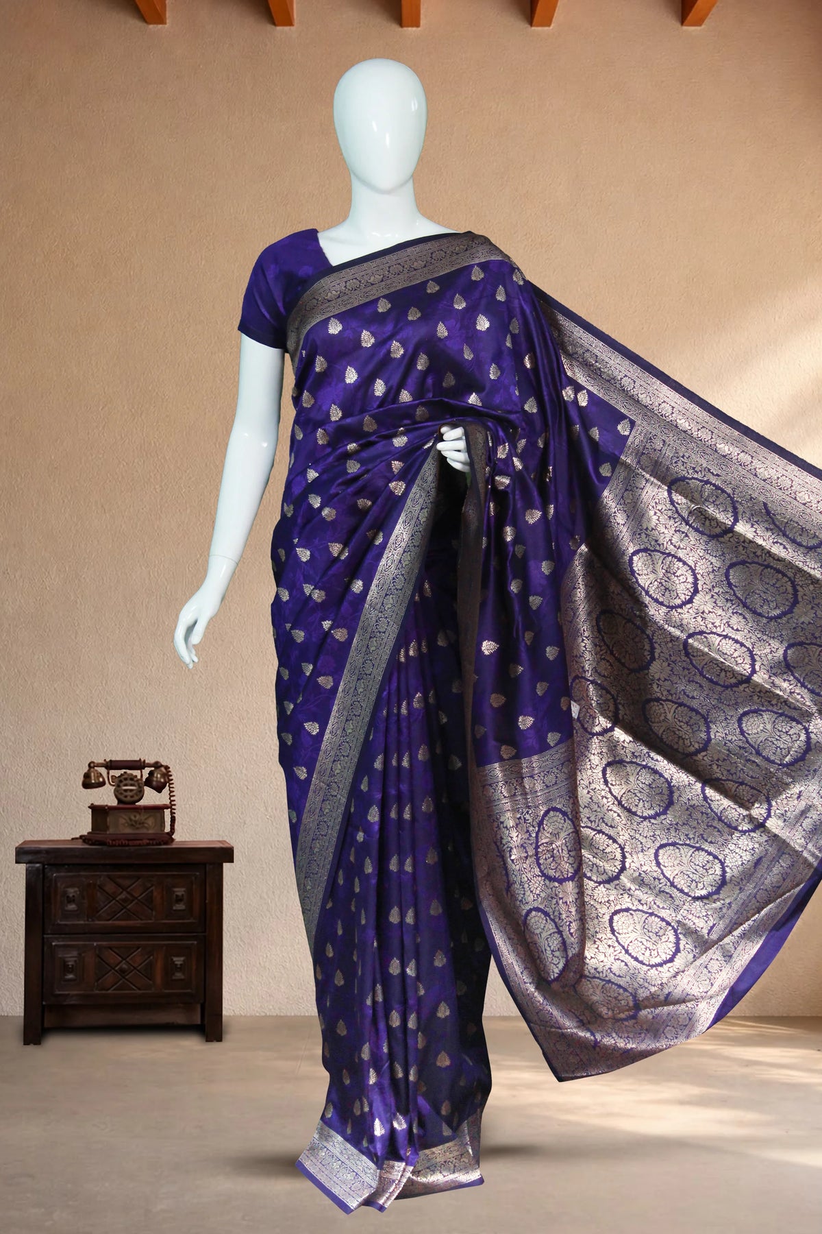 Deep Purple Georgette Banarasi