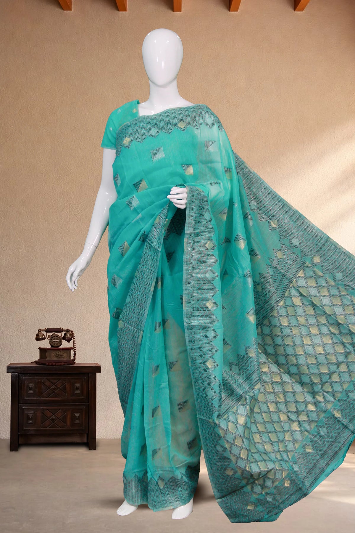 Aqua Blue Kota Cotton