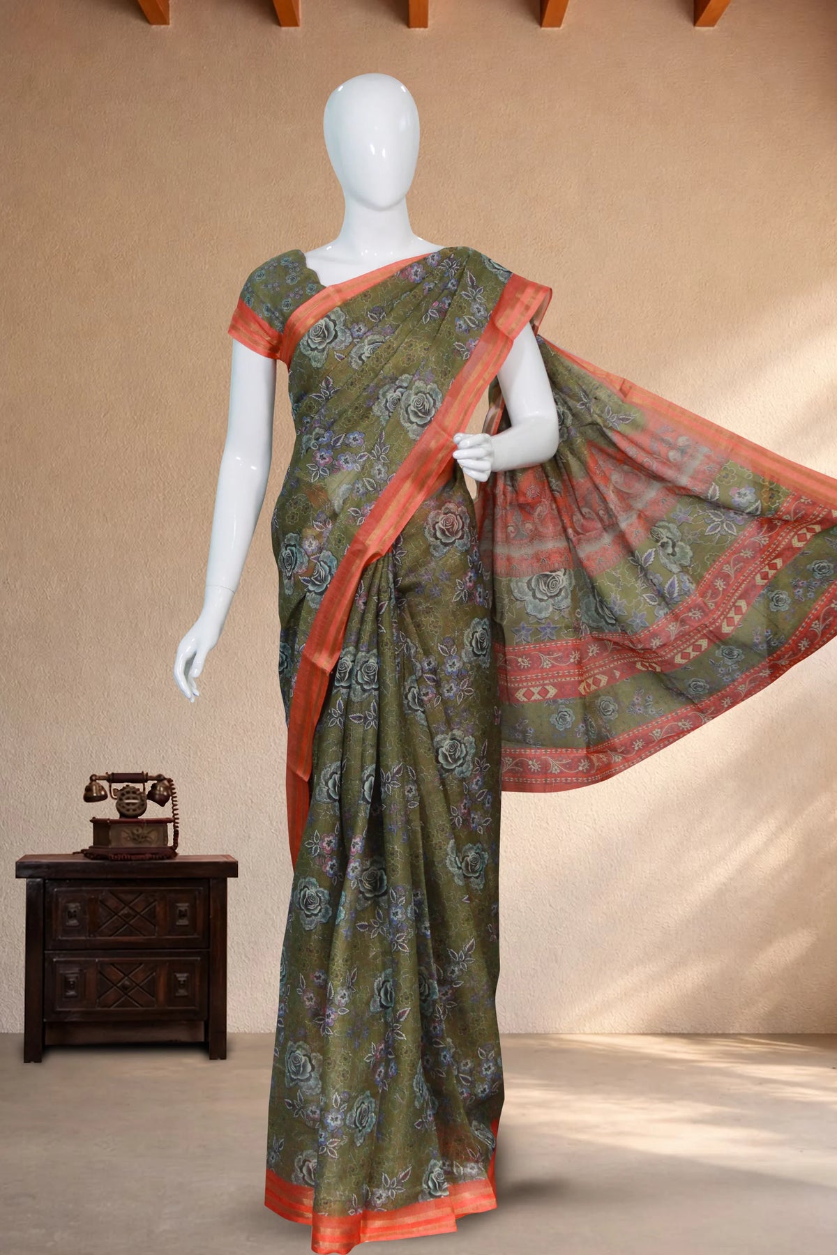 Olive Green Kota Tussar
