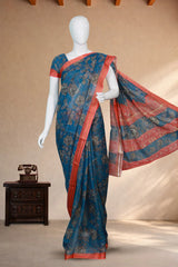 Peacock Blue Kota Tussar