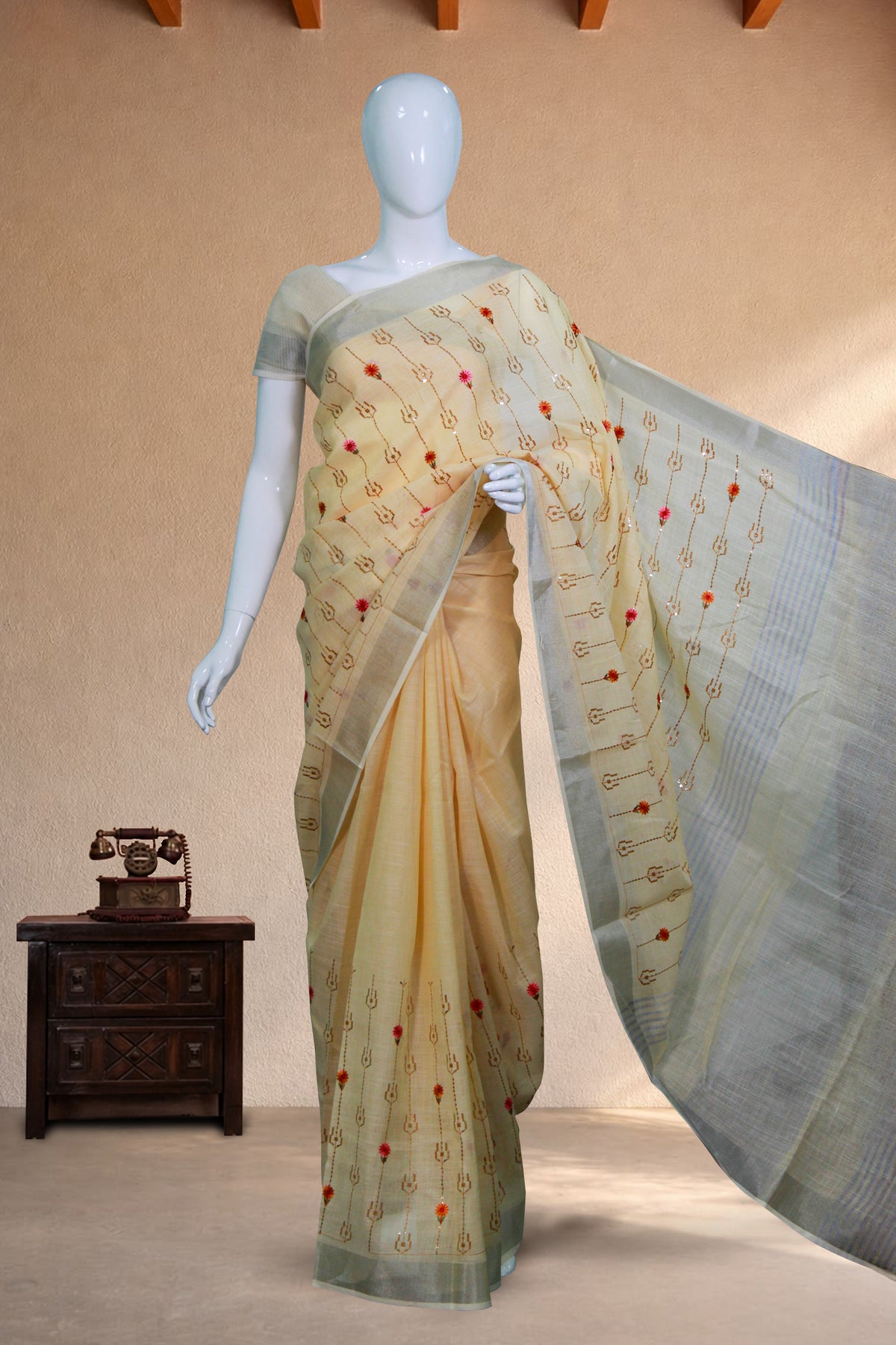 Pale Yellow Linen Cotton