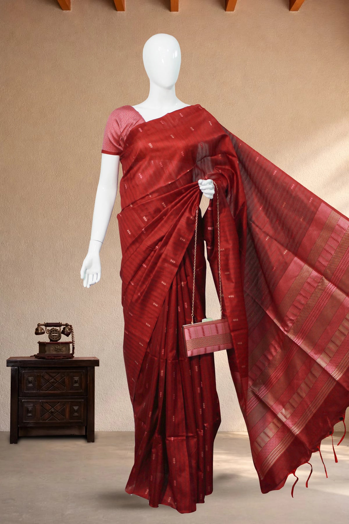 Maroon Matka Silk