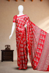 Majenta Pink Modal Silk (Mirror Work) with Ajrakh Block Print