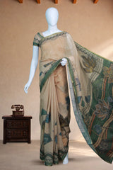 Moss Green Linen Chanderi