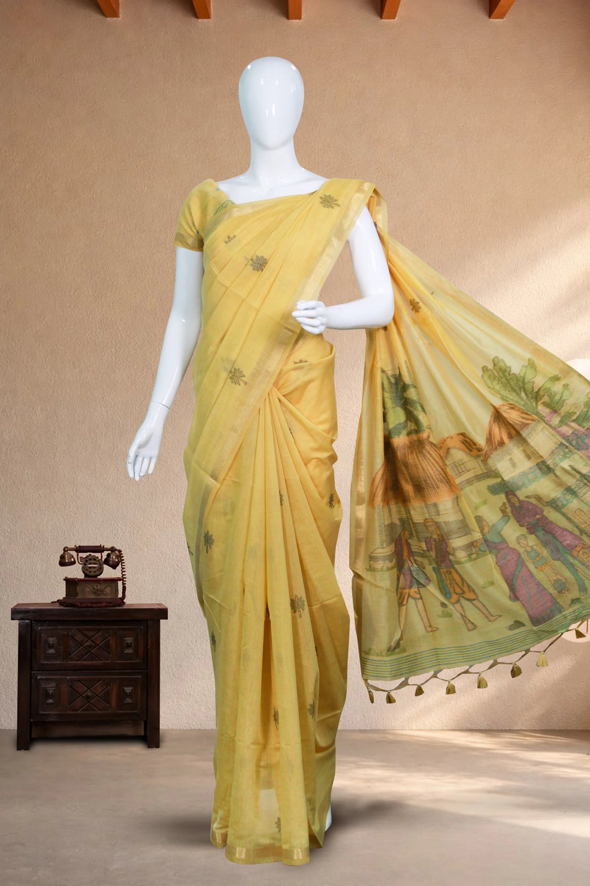 Butter Yellow Mul-Chanderi