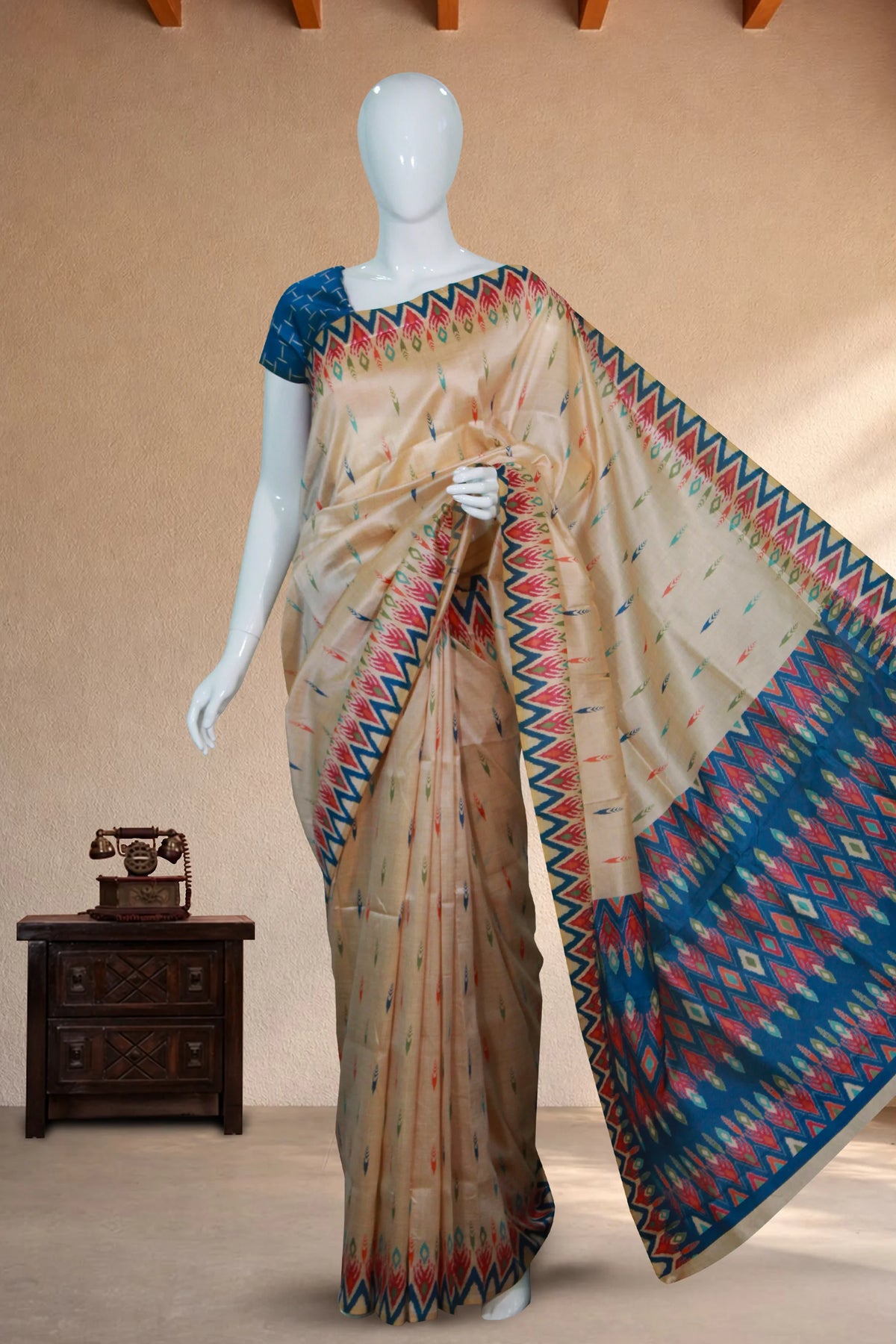 Beige Pochampally Cotton