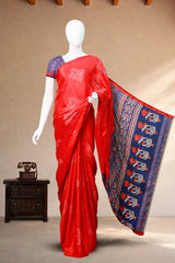 Red Moss Silk (Mirror Work) with Bandhini Print