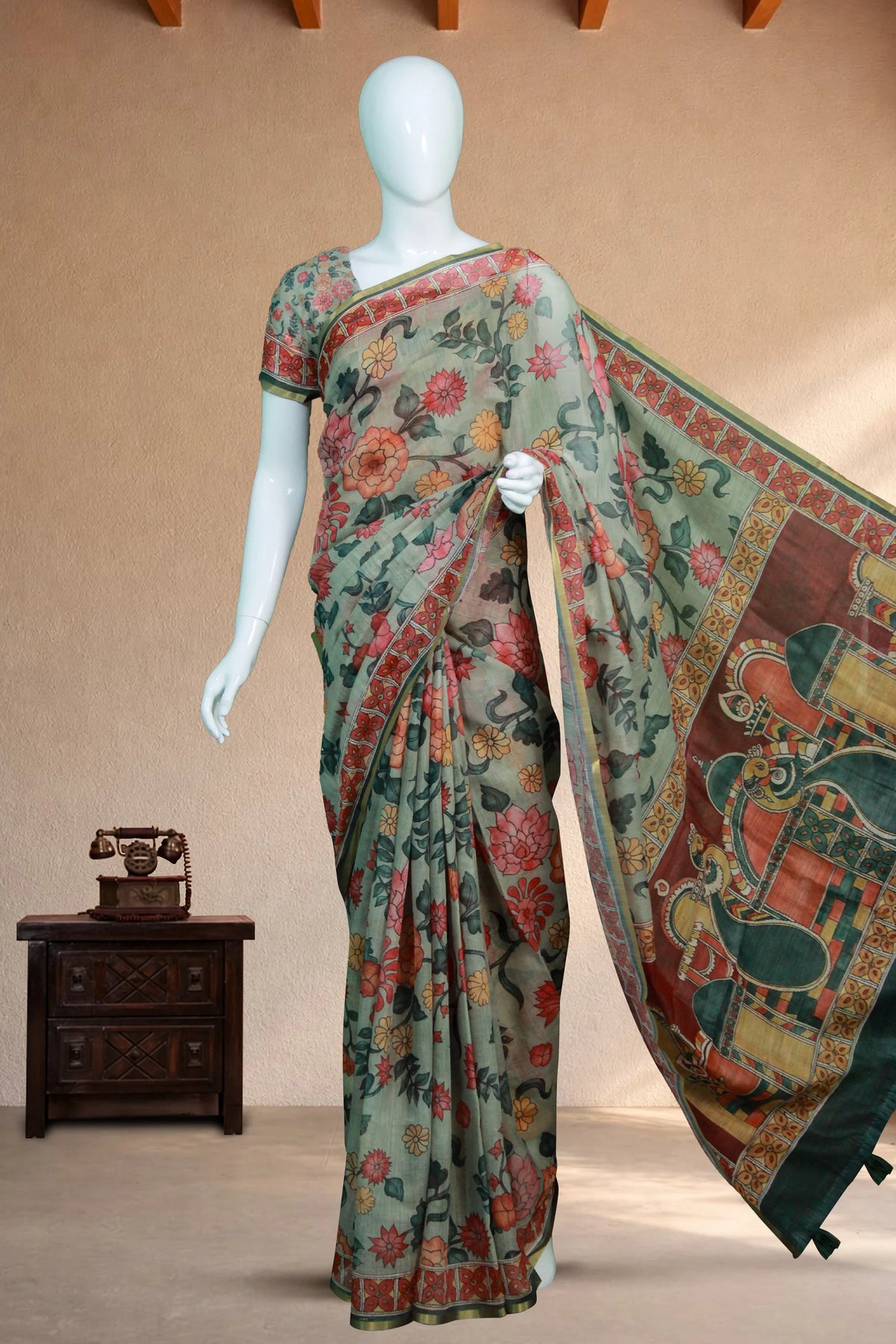 Sage Green Linen Chanderi